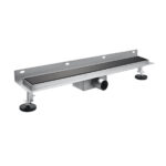 Adjustable Leveling Black Glass Tile In Linear Drain E-G01B